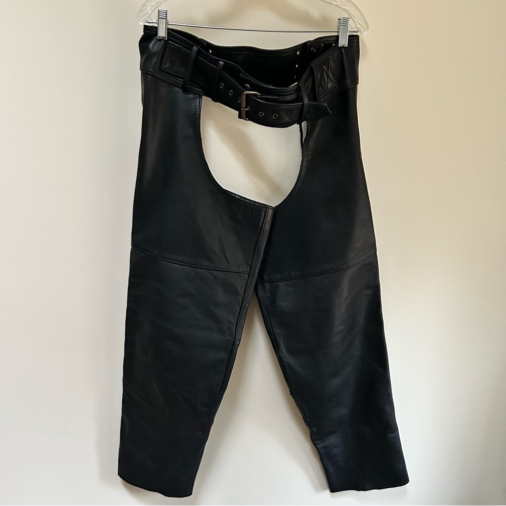 Hein Gericke~ Black Leather Motorcycle Chaps in size Medium